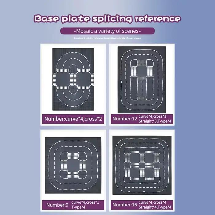 Plaque de base classique pour blocs de construction, figurines de circulation routière, jouets de construction, briques, points, accessoires de plaques de base en plastique