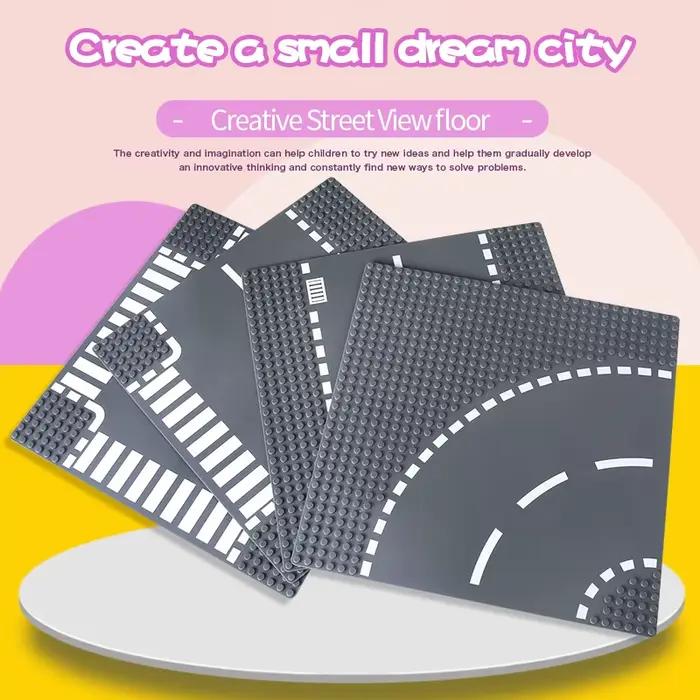 Plaque de base classique pour blocs de construction, figurines de circulation routière, jouets de construction, briques, points, accessoires de plaques de base en plastique