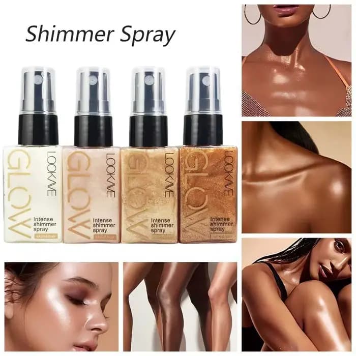 Bronzant Intense Shimmer Spray doré brun liquide surligneur maquillage éclaircir visage jambe corps contour haute