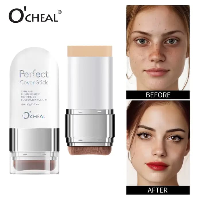 O'CHEAL Perfect Cover, stick de fond de teint 2-en-1 avec pinceau intégré