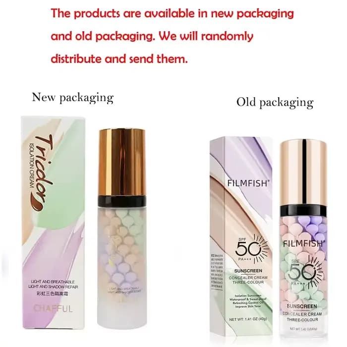 Base de Maquillage Visage Crème Tricolore Contouring Isolation Couleur Imperméable Fond de Teint Naturel 40g