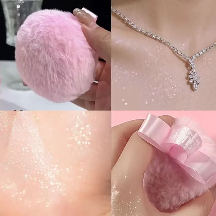 Surligneur en poudre rose pêche scintillant et brillant