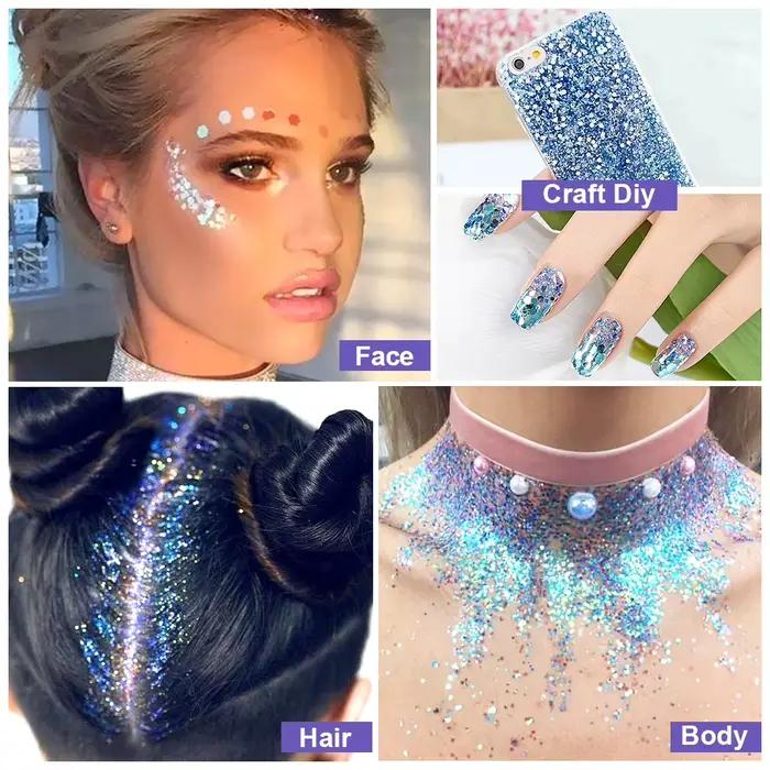 Gel Art Flash paillettes crème festival diamant brillance pour yeux ongles cheveux corps visage occasions spéciales光彩妆闪粉凝胶眼甲发身脸亮片艺术闪光粉霜节亮片装饰舞台闪耀