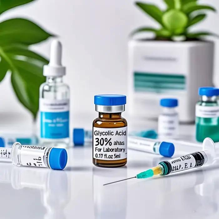 Acide glycolique 20% 30% 35% 40% 50% 60% 70% pour pelage de peau de laboratoire ahas aha bouteilles en verre appliquer au salon original ordinaire