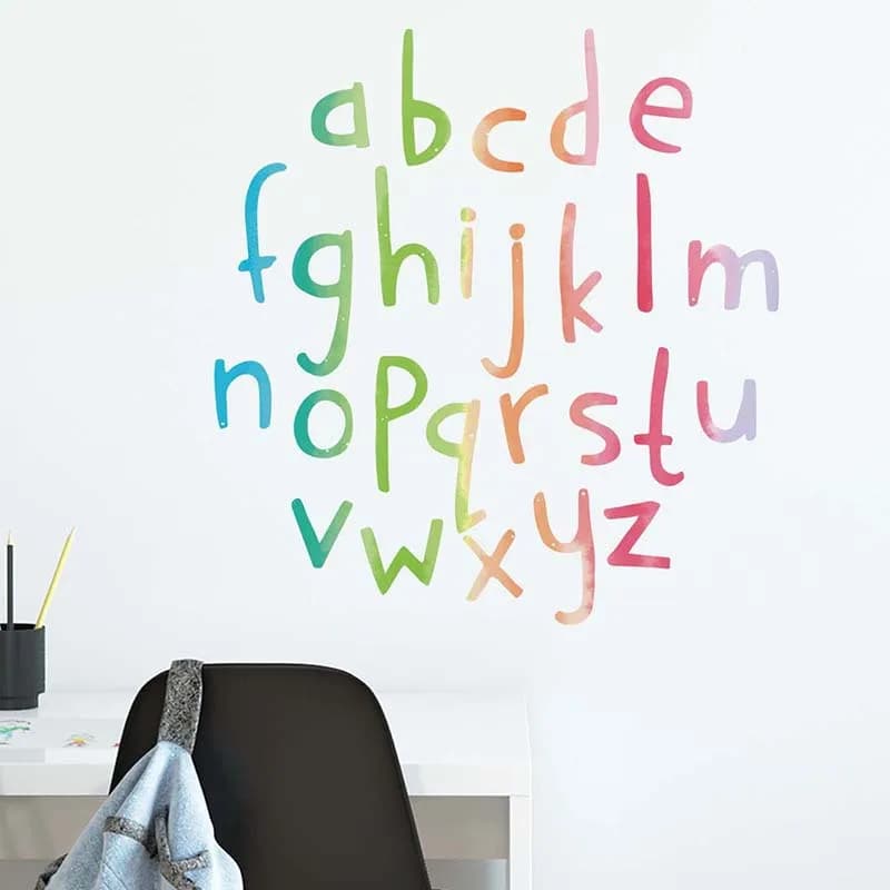 Autocollant mural en lettres anglaises couleur bonbon, pour décoration de chambre d'enfant, autocoll