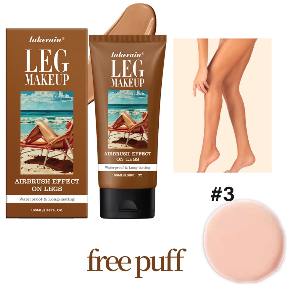 Fond de teint waterproof avec houppette gratuite, crème bronzante longue tenue pour les jambes, 100