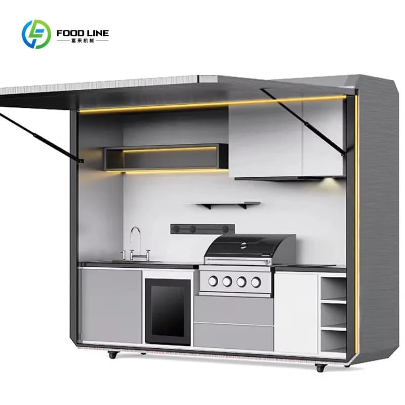 Ensemble de cuisine extérieure moderne personnalisé, maison préfabriquée avec équipements complets,