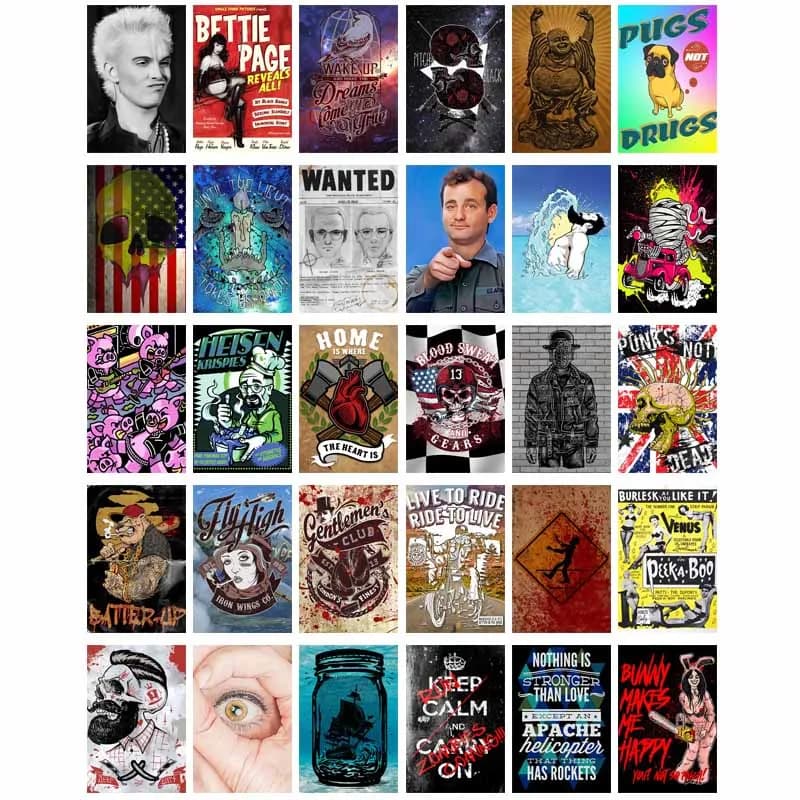 Kit de 30 affiches murales rétro sur le thème de la pop culture, images esthétiques, décorations de