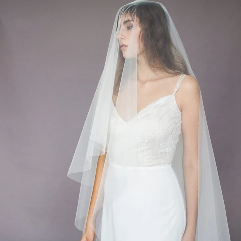 1 couche Simple voile de mariée mariage voile de mariée couverture visage voile blanc ivoire sans un