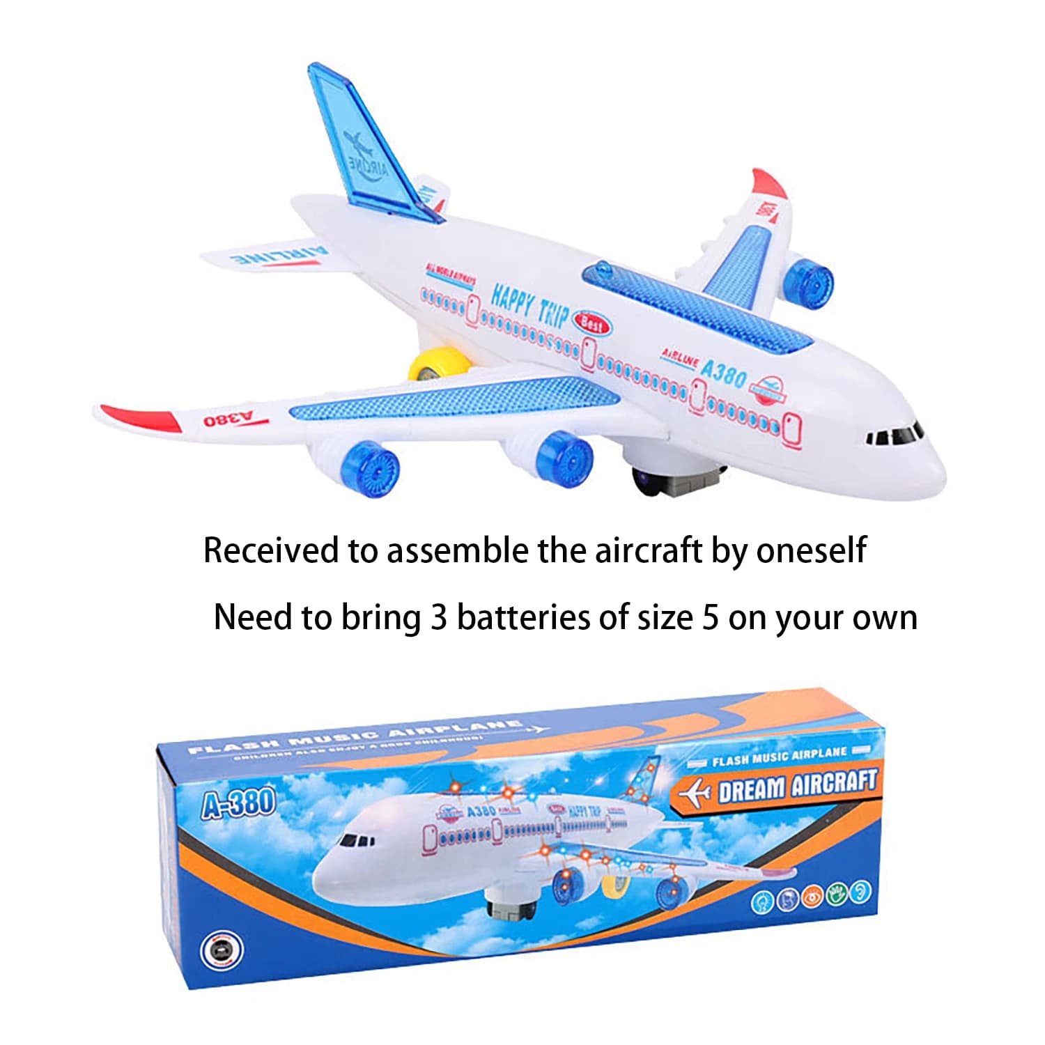 Airbus A380 Flash électrique musique modèle d'avion universel jouet pour enfants modèle d'avion joue