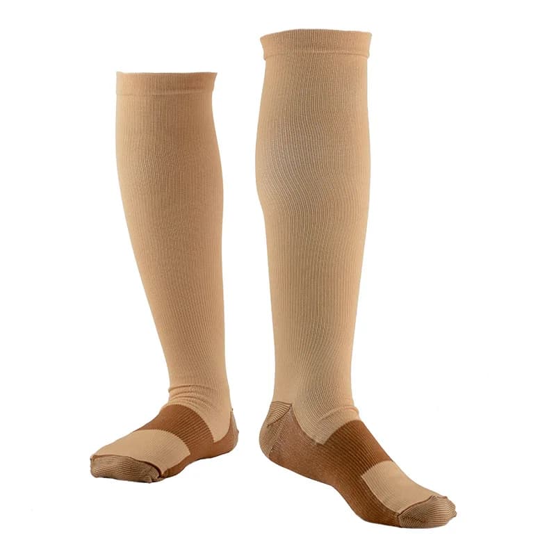 Bas de Compression en cuivre unisexe pour femmes et hommes, chaussettes de Compression Anti-Fatigue,