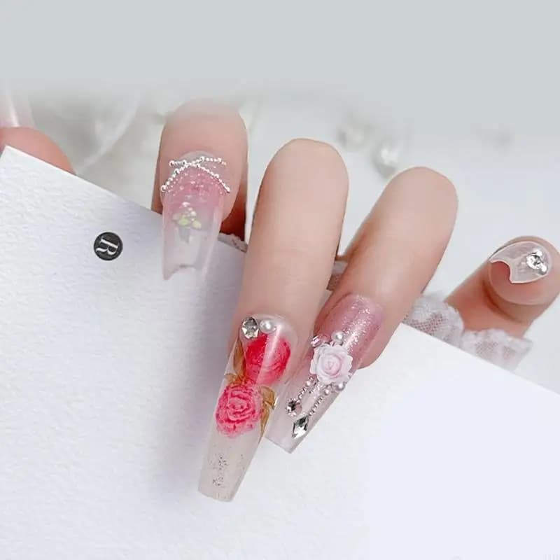 831E 50pcsdecorez vos ongles avec des accessoires rose en résine adaptés aux amateurs